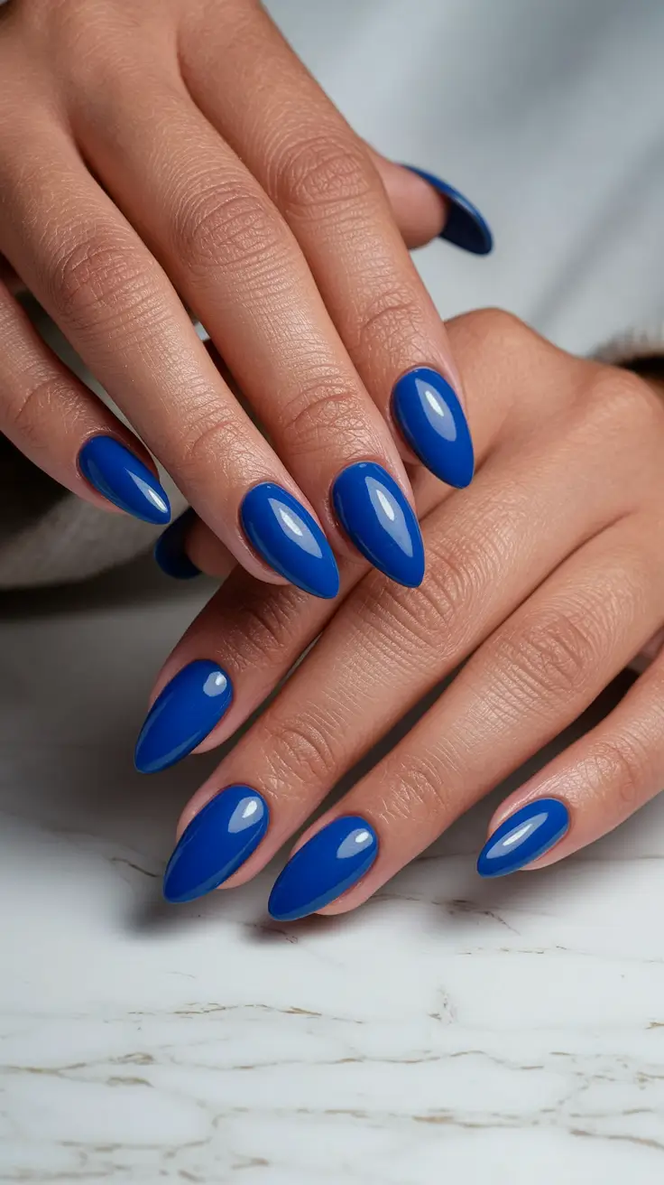 August 2025 nails design ideas Electric Ocean Blue