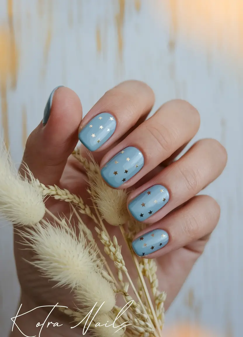 August 2025 nails design ideas Celestial Baby-Blue Spark