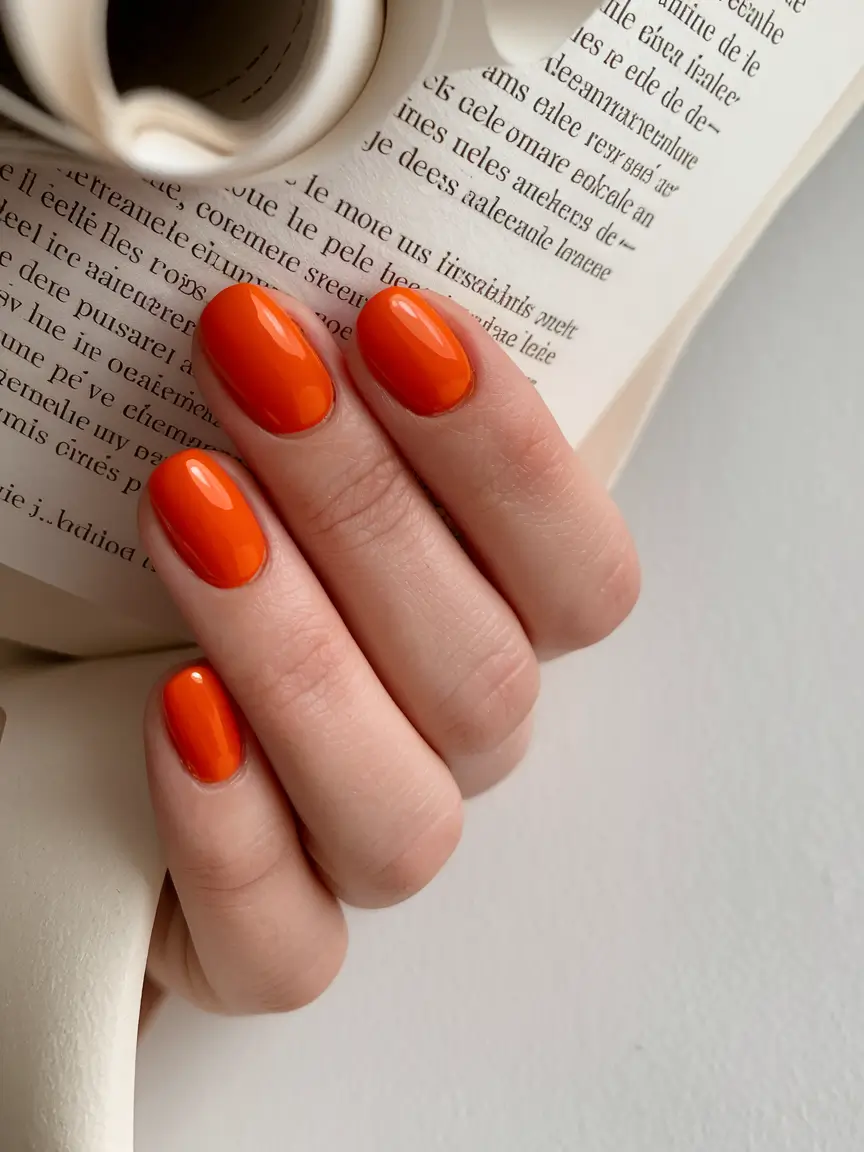 August 2025 nails design ideas Tangerine Paperback Pop