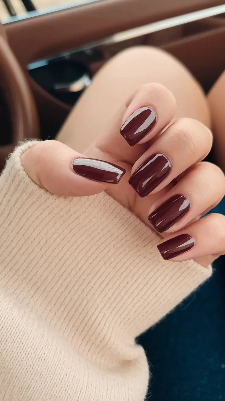 August 2025 nails design ideas Cocoa Cabernet Squares