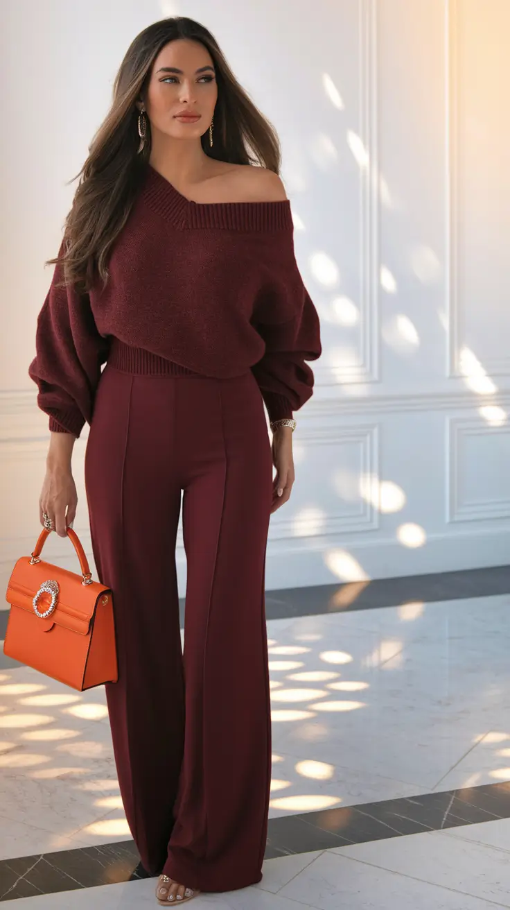 casual fall 2025 outfits for women over 30 Deep Berry Tones with Sophisticated Silhouettes
