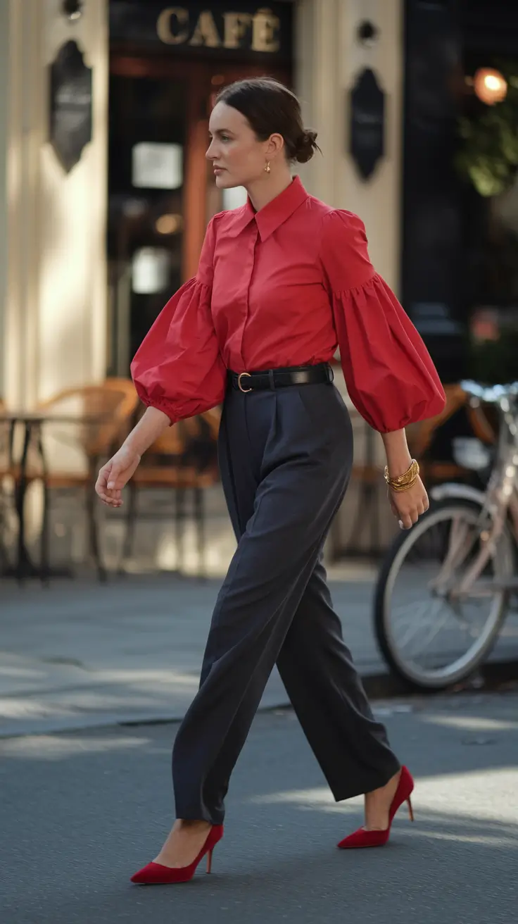 casual fall 2025 outfits for women over 30 Sharp and Chic in Bold Red