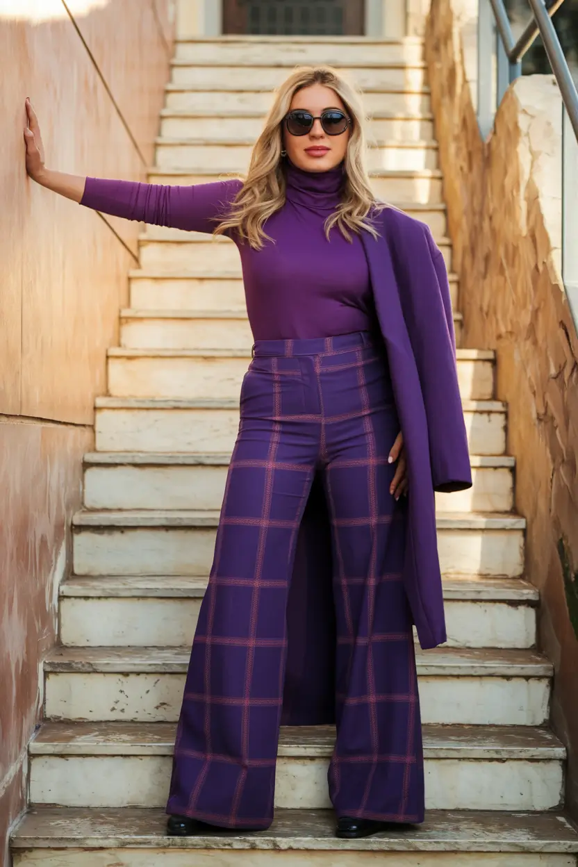 casual fall 2025 outfits for women over 30 Statement Purple with Retro Vibes