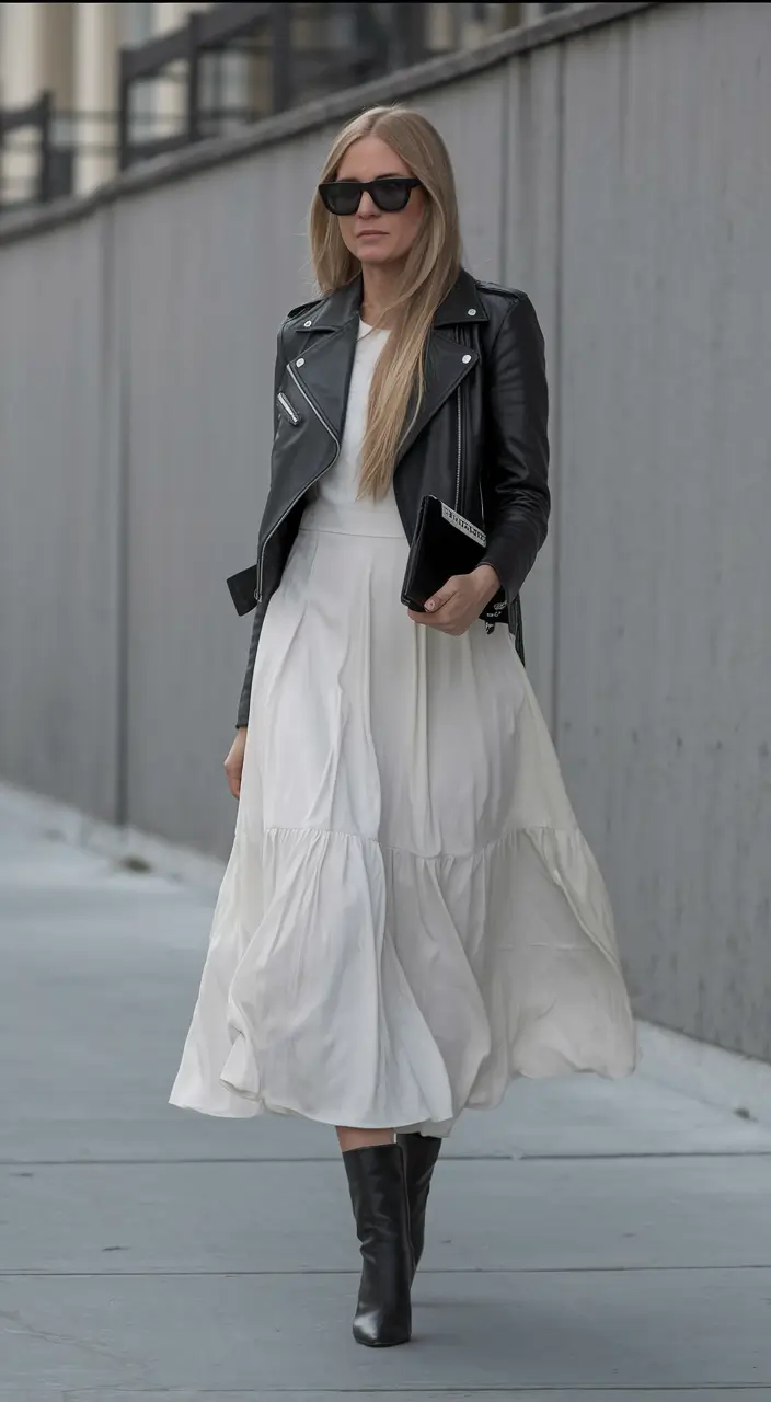 casual fall outfits for women - ideas 2025 Soft Edge: Leather and Cotton Romance