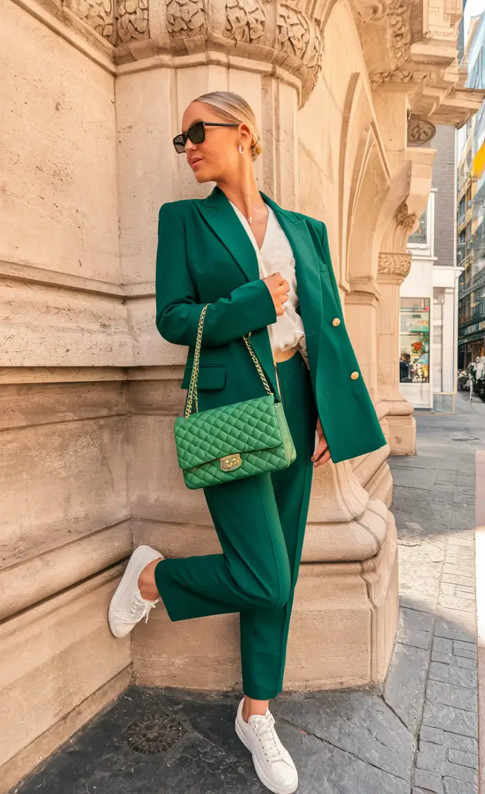 casual fall outfits for women - ideas 2025 Tailored Emerald Power Play