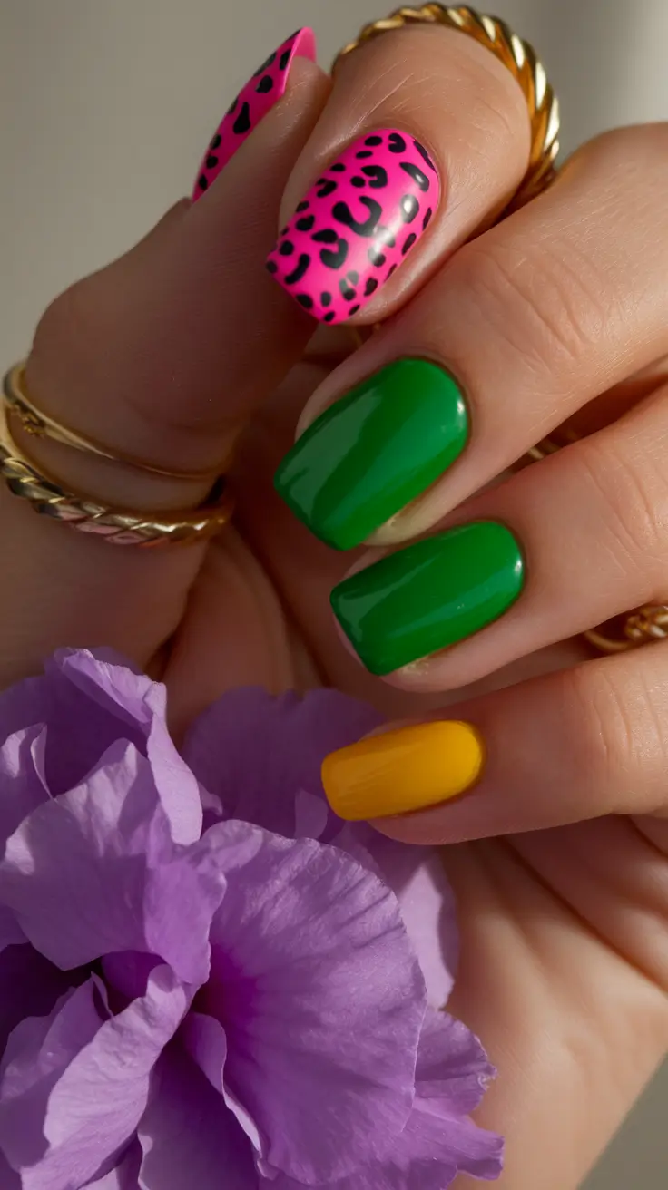Classy Summer Nails for 2025 Style Neon Safari Meets Citrus Pop