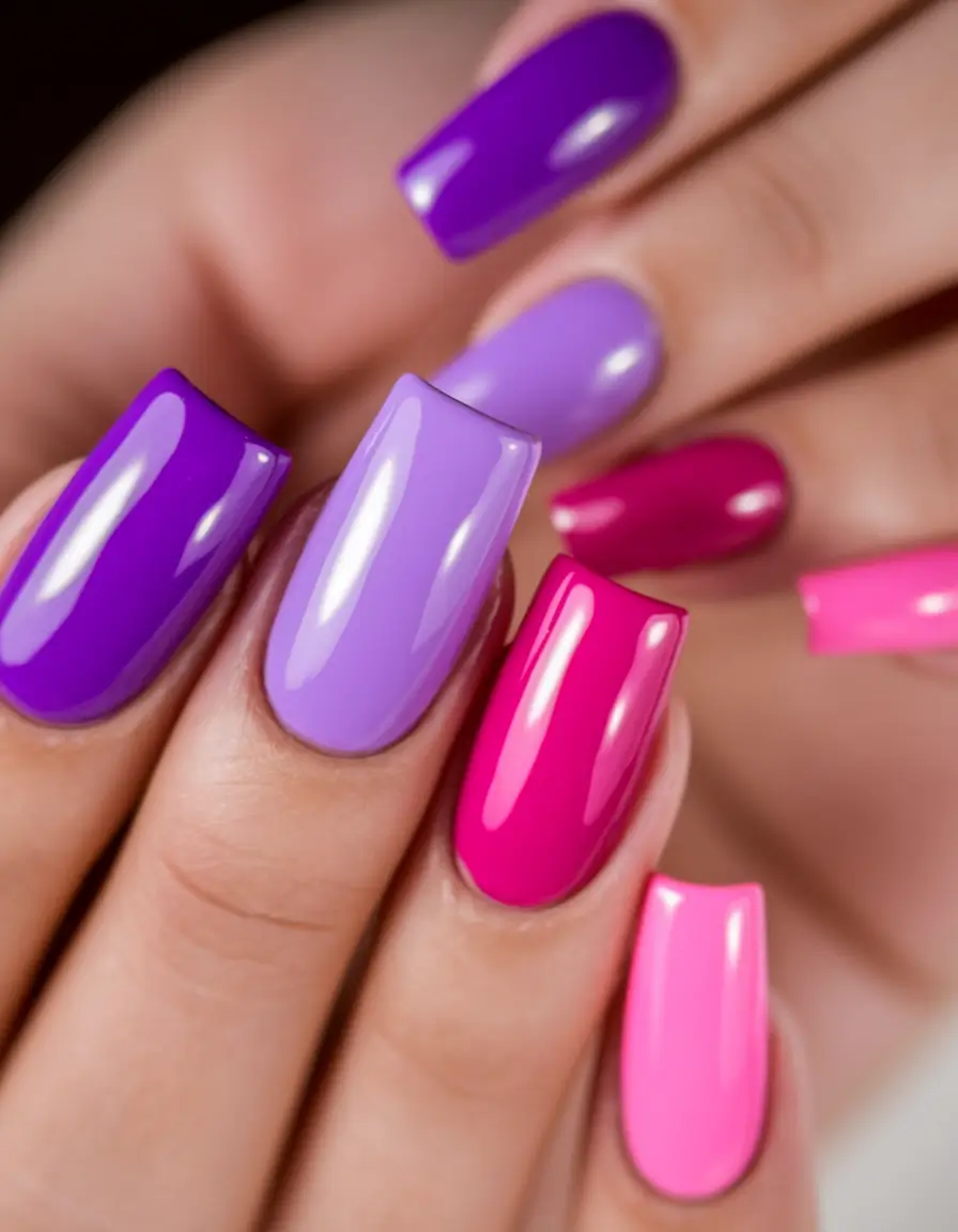 Classy Summer Nails for 2025 Style Candy-Coated Violet Spectrum