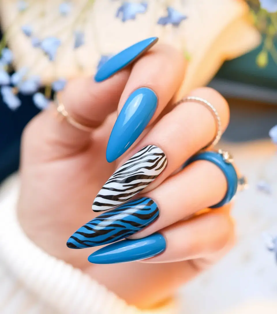 Classy Summer Nails for 2025 Style Azure Zebra Safari