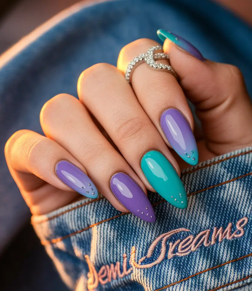 Classy Summer Nails for 2025 Style Lavender & Aqua Gradient Vibes