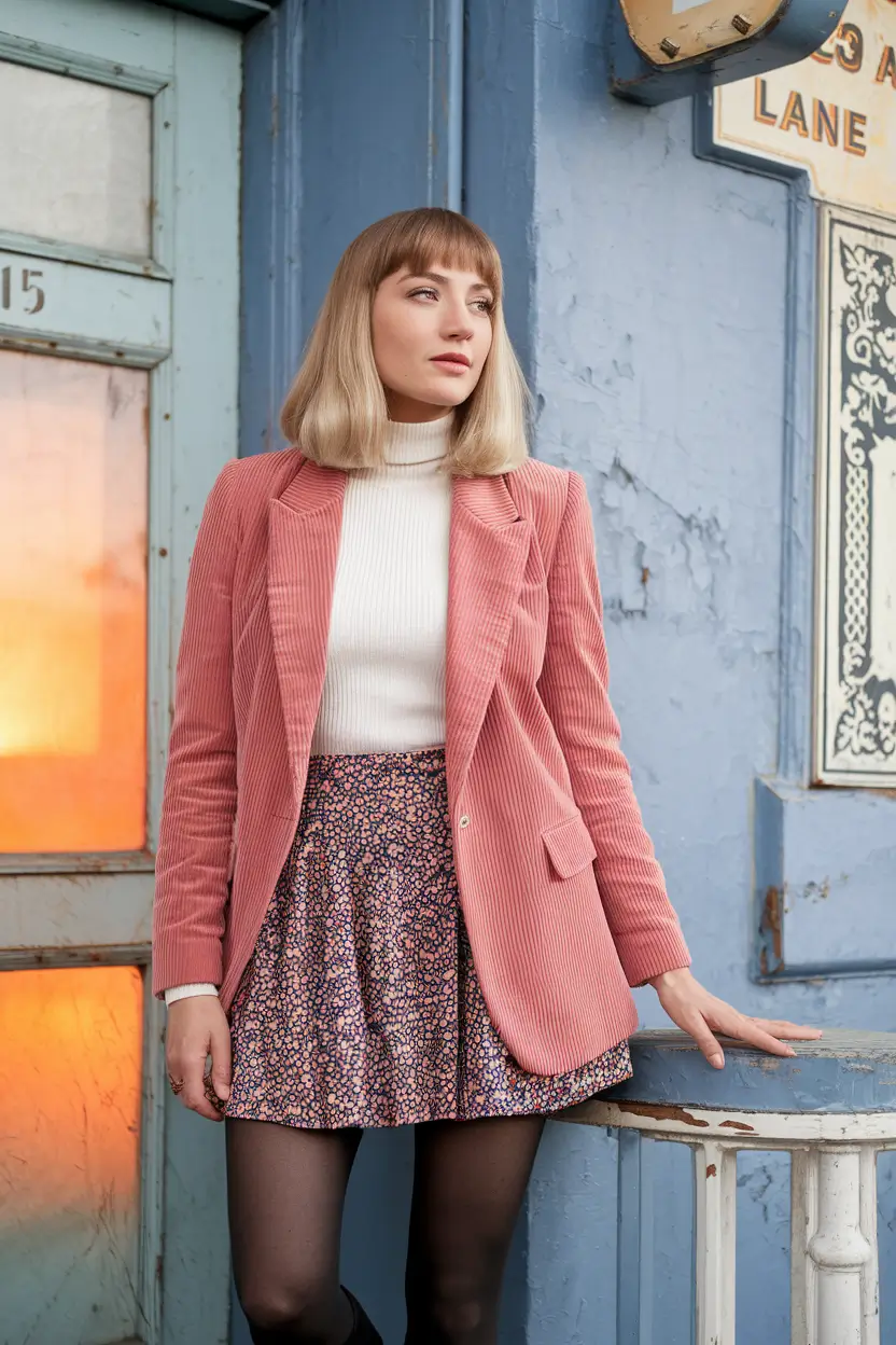 cute autumn outfits ideas 2025 Blush Power With a Retro Touch