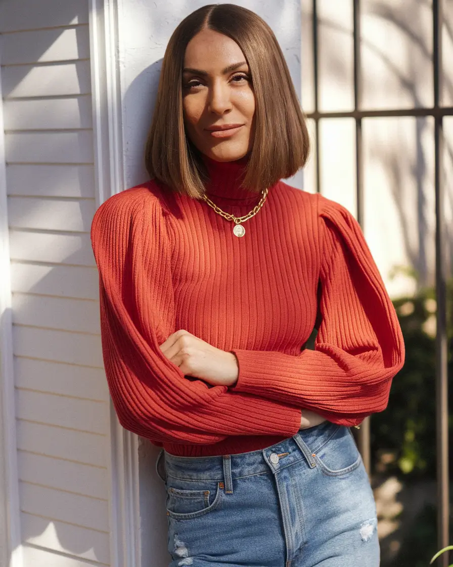 cute autumn outfits ideas 2025 Pop of Color, Sleek and Simple
