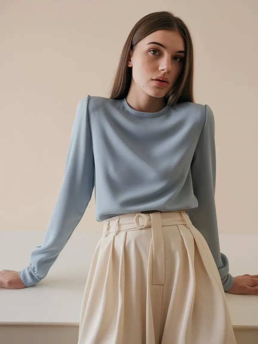 cute fall fashion outfits aesthetic 2025 Soft Sophistication in Cream and Blue