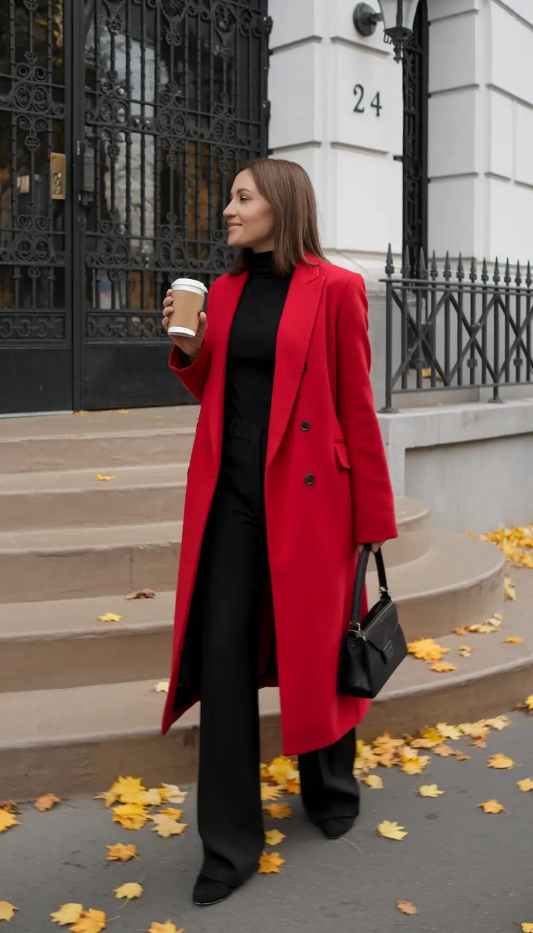 cute fall fashion outfits aesthetic 2025 The Power of Red in a Monochrome Moment