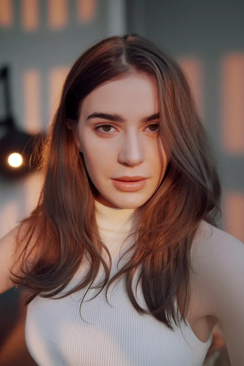 end of summer hair color ideas 2025 Soft Rusty Auburn with Golden Glow