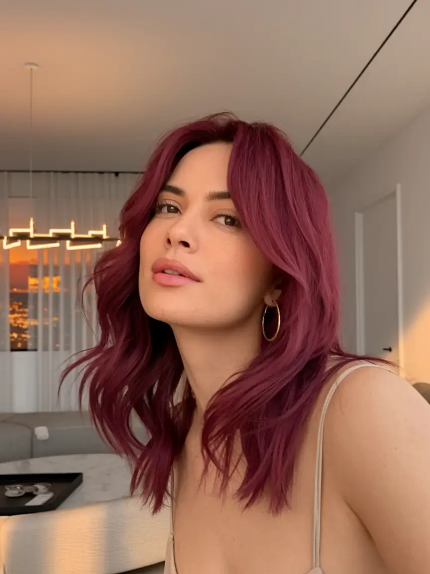 end of summer hair color ideas 2025 Velvety Merlot for That Rich-Girl Edge