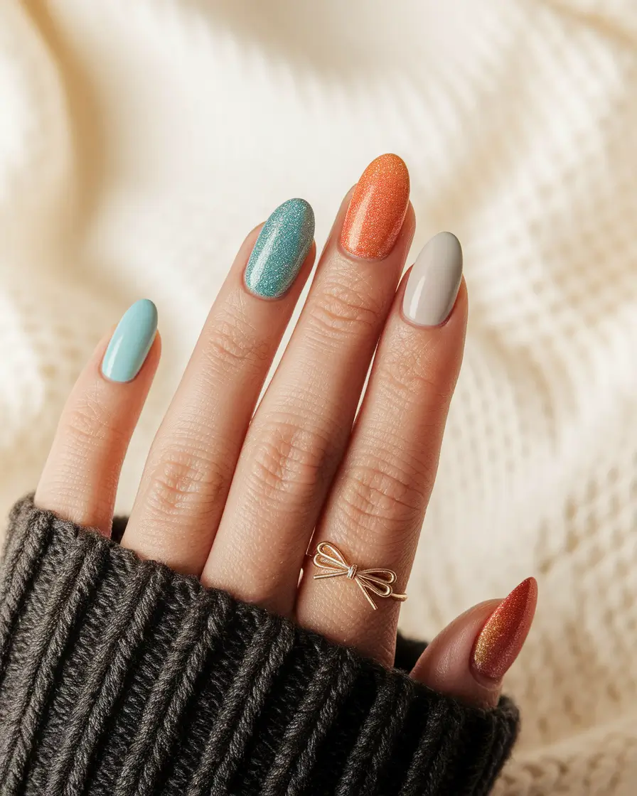 end of summer nails ideas 2025 Multi-Color Glitter Pop