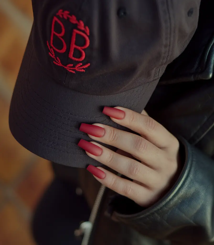 end of summer nails ideas 2025 Matte Cranberry Red With Street-Style Vibe