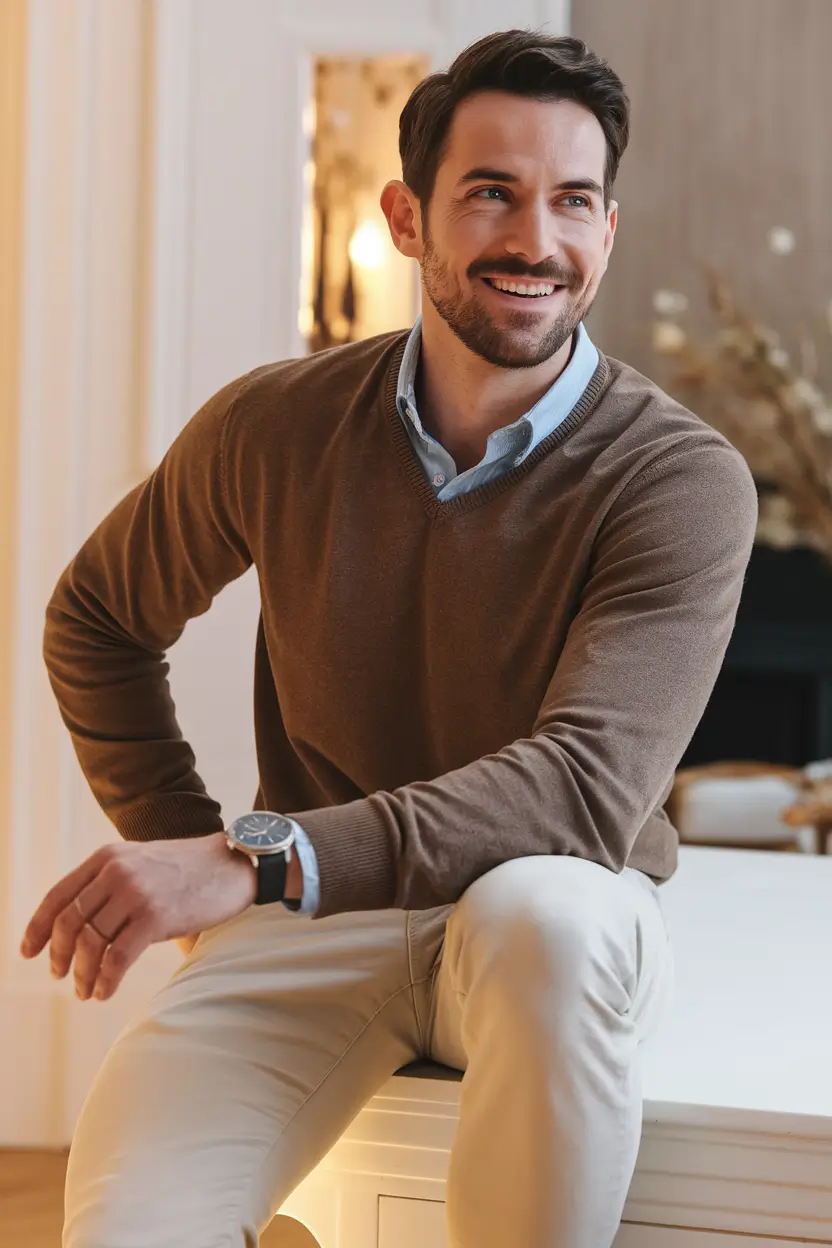 fall business casual outfits for men 2025 Mocha Blend for Everyday Charm