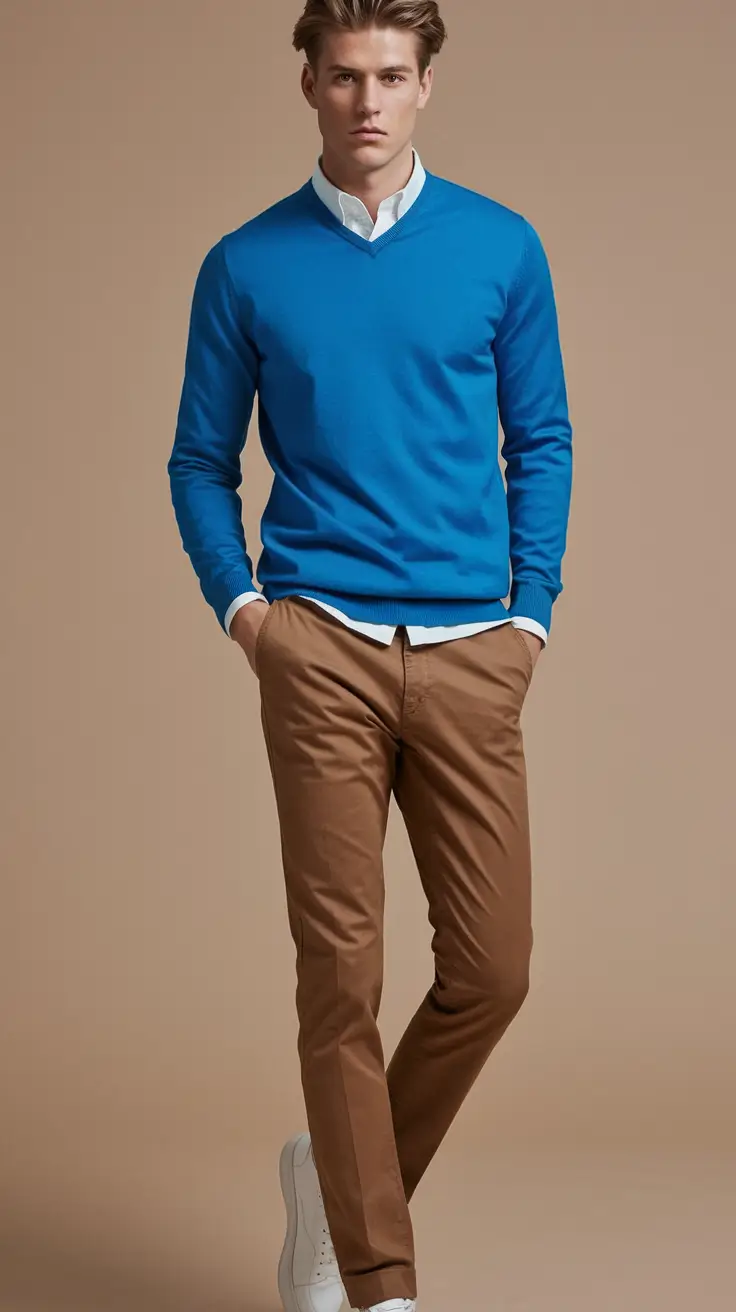 fall business casual outfits for men 2025 Azure Pop over Espresso Trousers