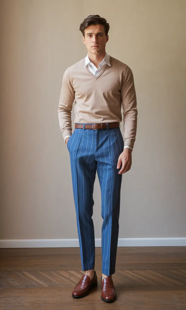 fall business casual outfits for men 2025 Pin-Stripe & Toasted Oat Harmony
