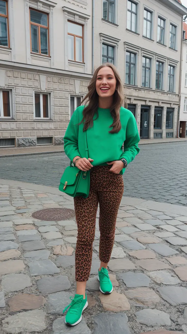 fall capsule wardrobe for 2025 Green & Leopard: Playful and Punchy Fall Style