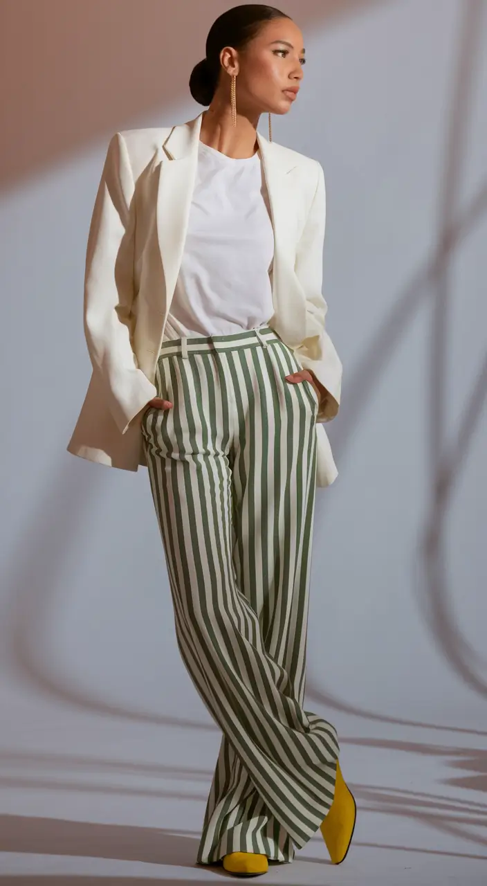 fall fashion inspo for 2025 Stripes and Structure with a Pop