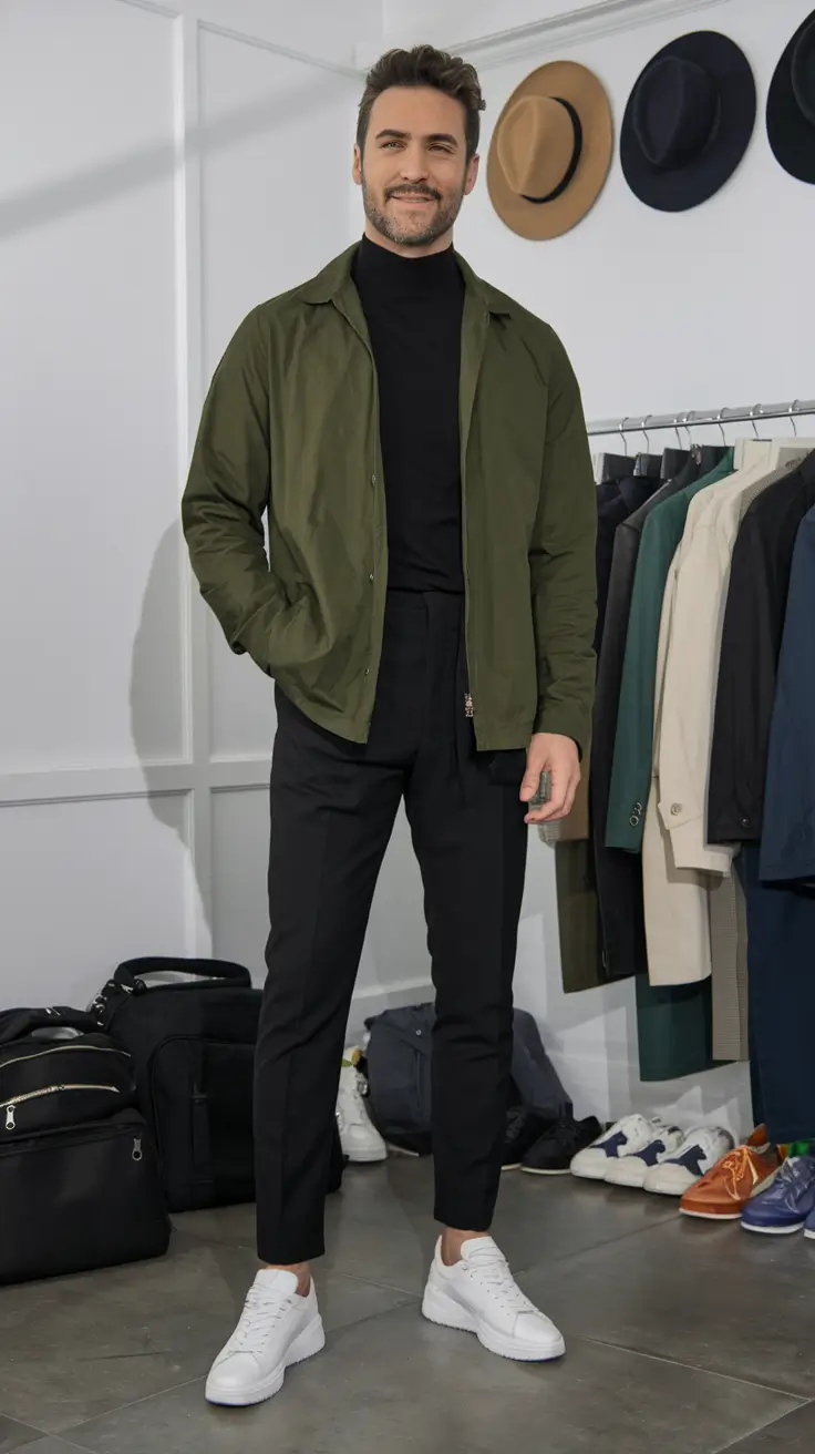 fall outfits for men 2025 Effortless Olive Layers