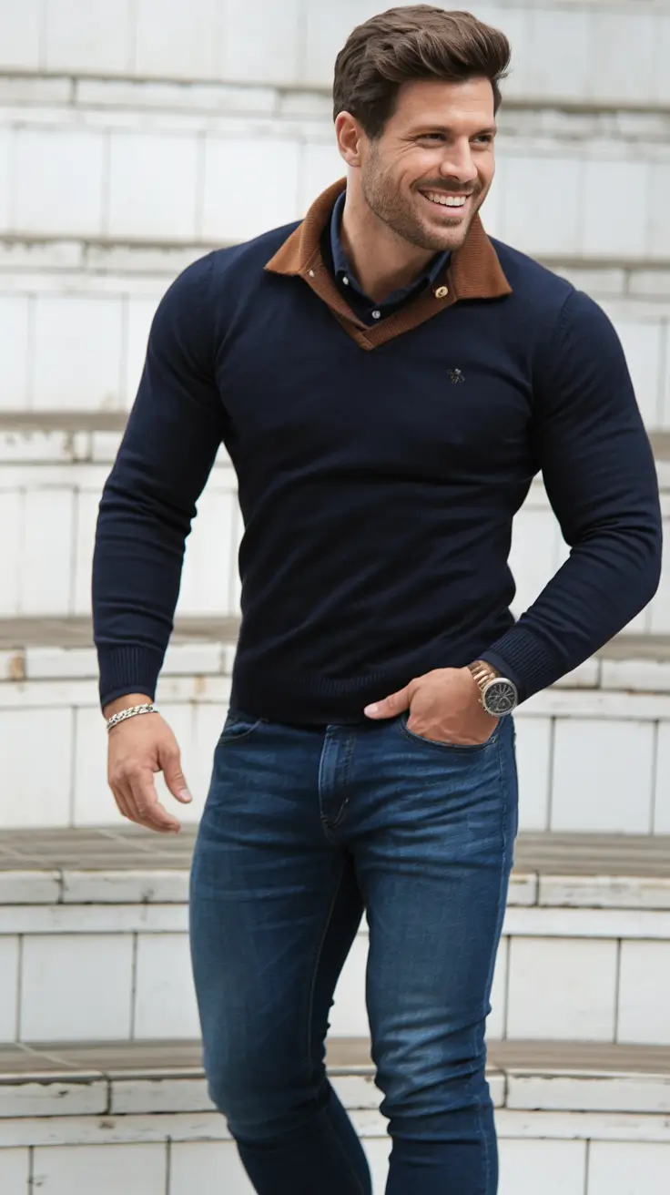 fall outfits for men 2025 Navy & Nutmeg Layering