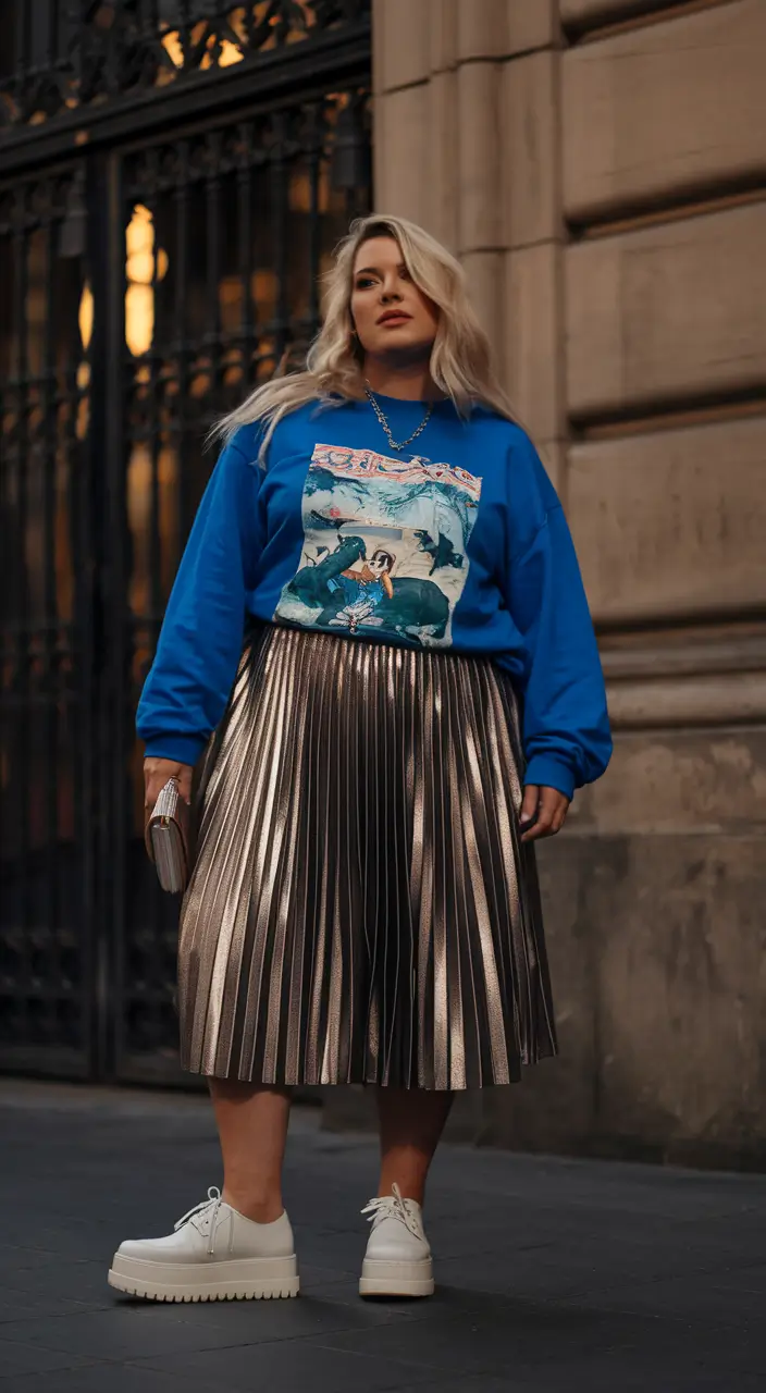 fall outfits ideas 2025 for plus size women Shine and Street Edge Combo