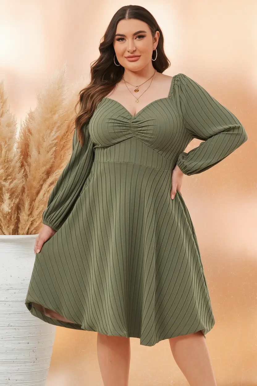 fall outfits ideas 2025 for plus size women Sage Green & Feminine Ease