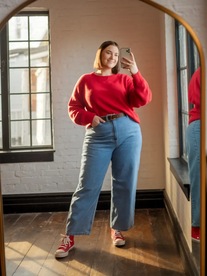 fall outfits ideas 2025 for plus size women Bright Red Layers for Fall Energy