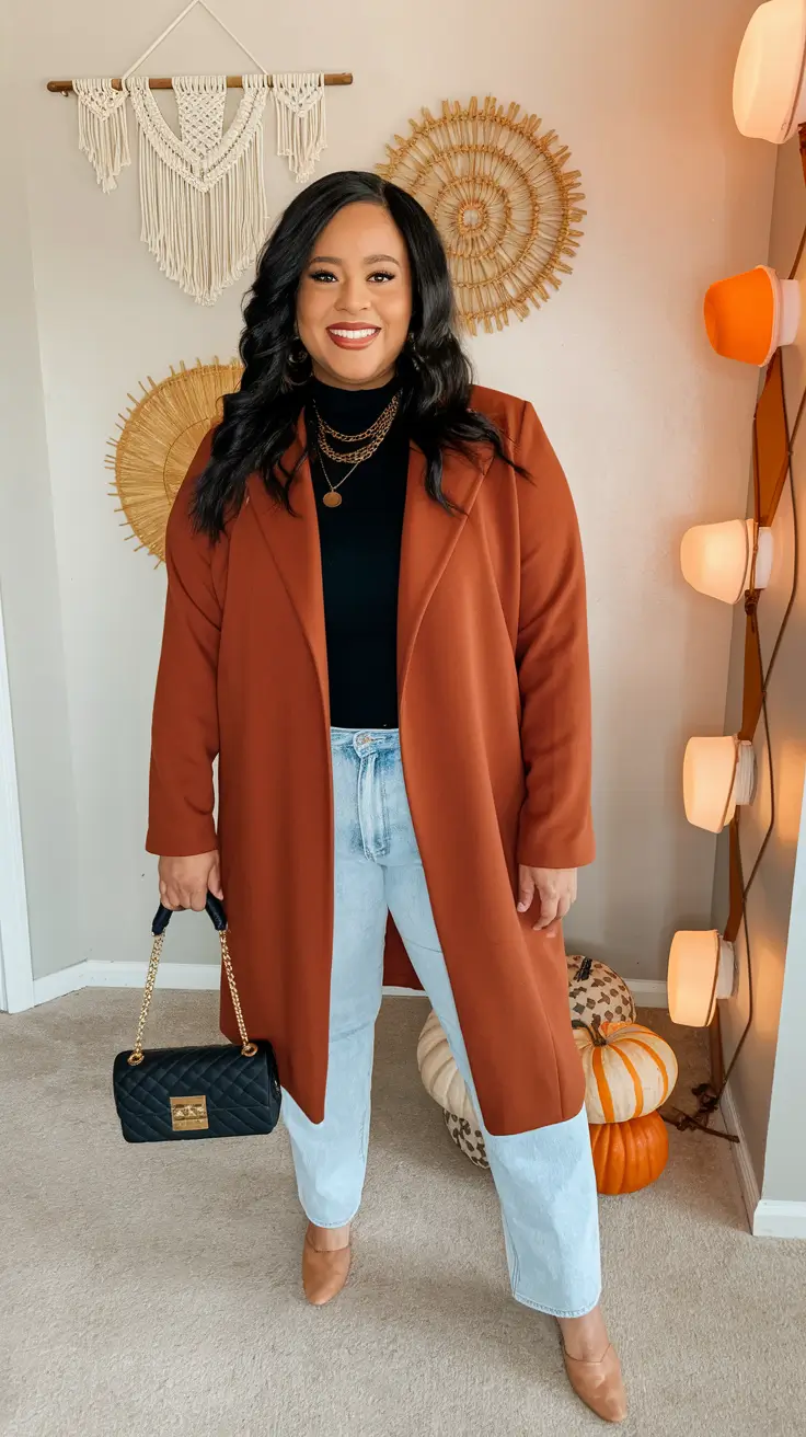 fall outfits ideas 2025 for plus size women Pumpkin Spice & Denim Realness