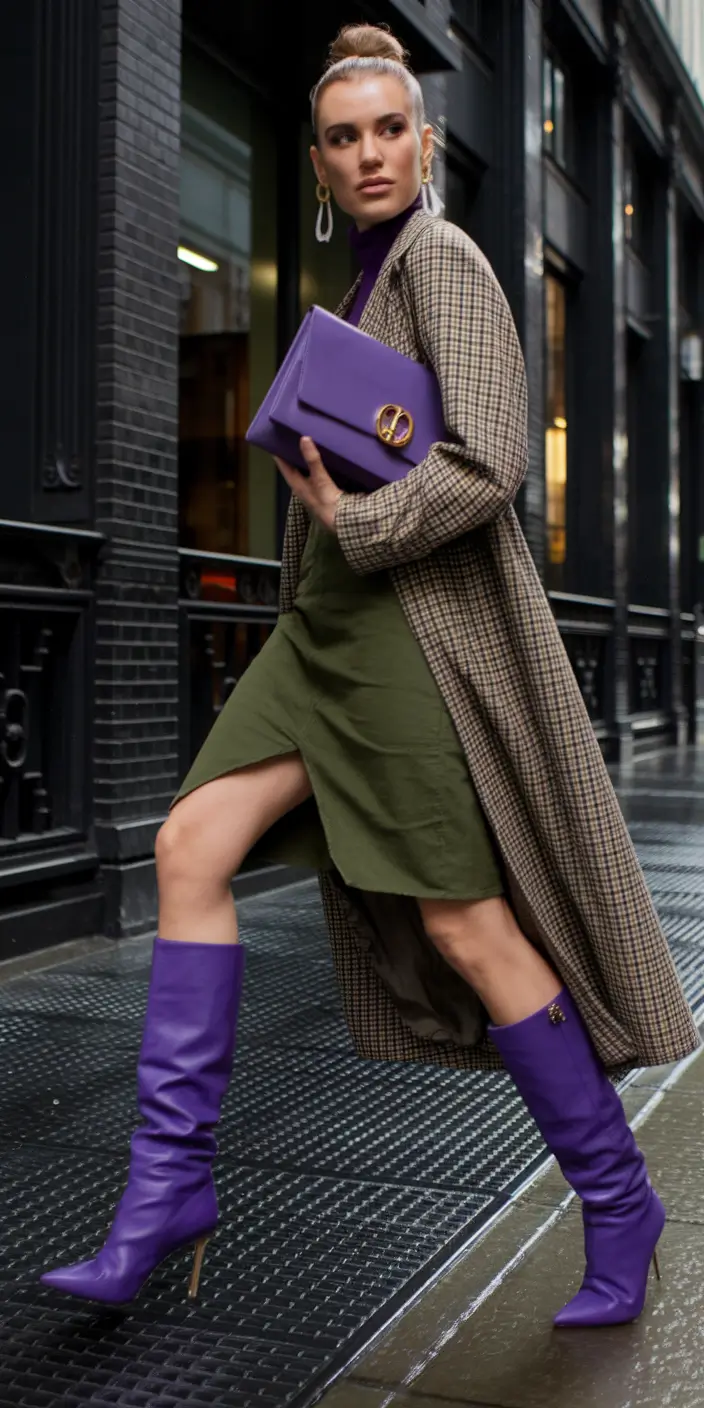 fall outfits with boots - trendy ideas 2025 Purple Reign Power Combo