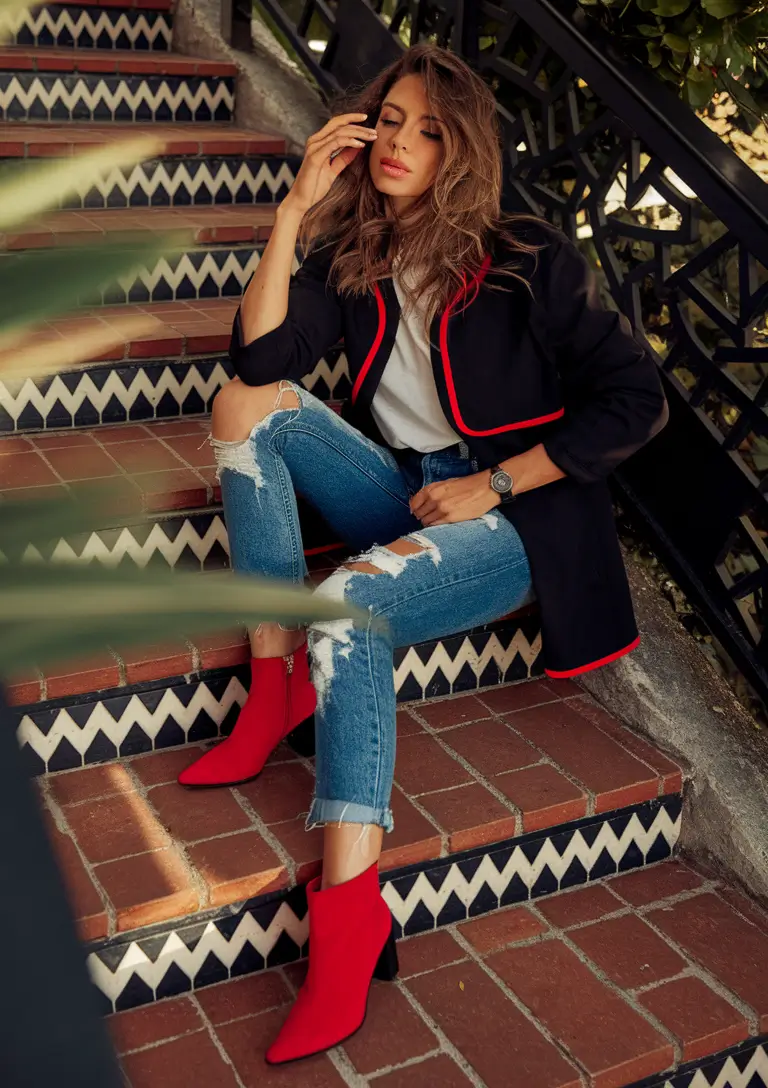 fall outfits with boots - trendy ideas 2025 Fire Red Street Style