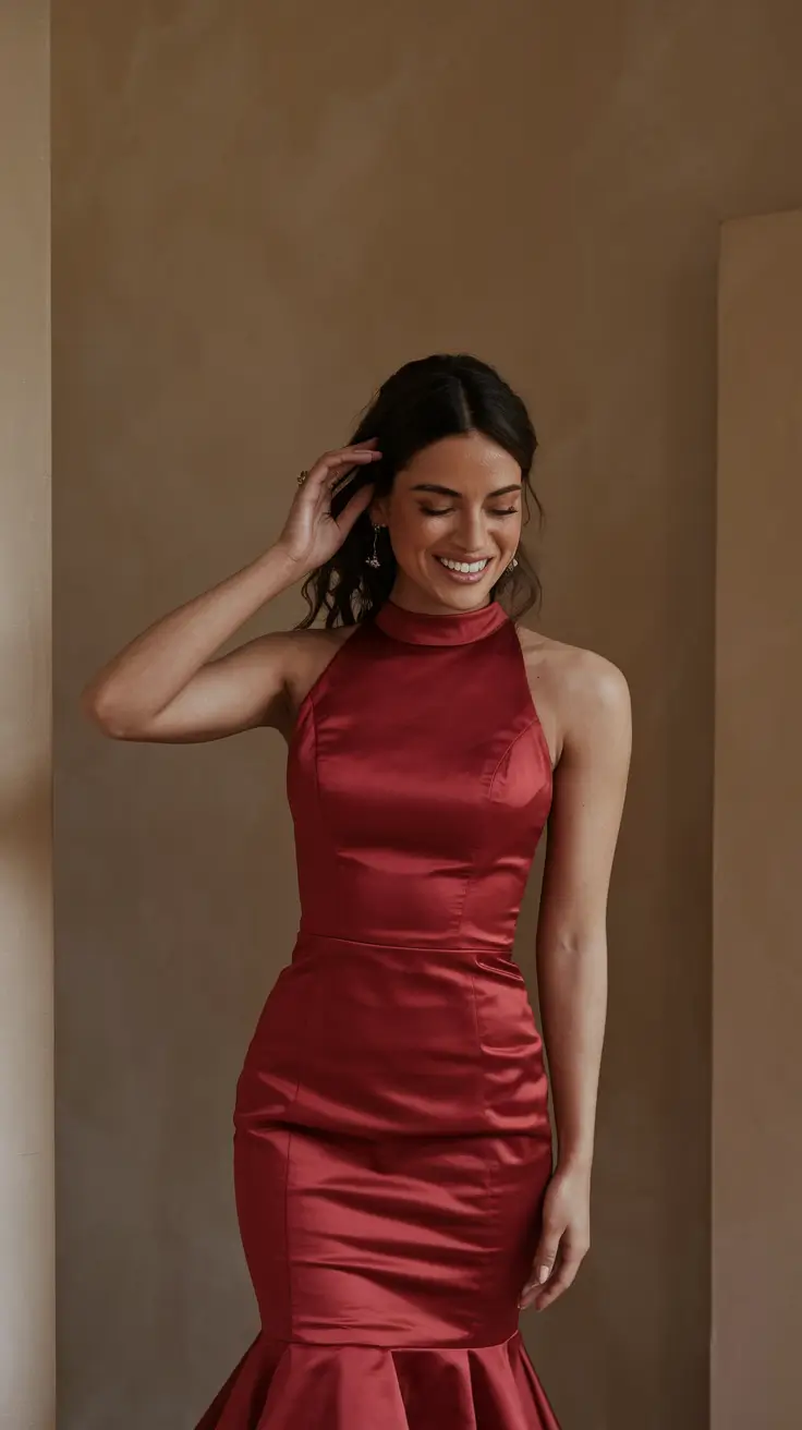 fall wedding guest dress 2025 Classic Scarlet Mermaid