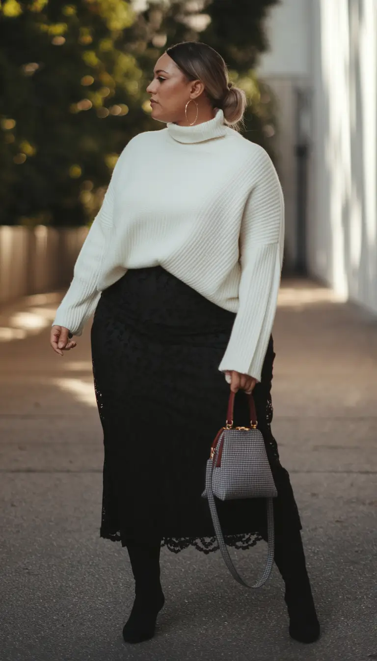 fashion curvy fall outfits 2025 High-Contrast Cozy Meets Sleek