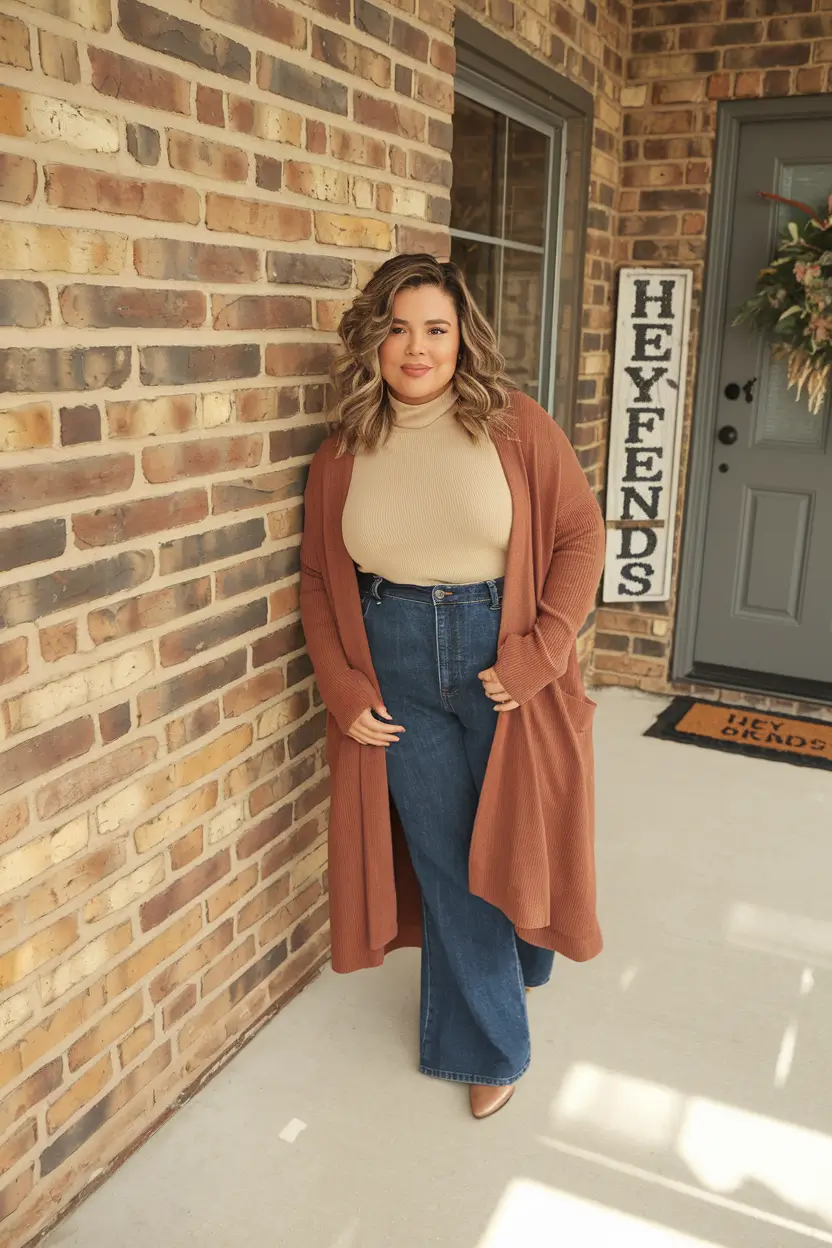 fashion curvy fall outfits 2025 Warm Tones for the Porch & Beyond
