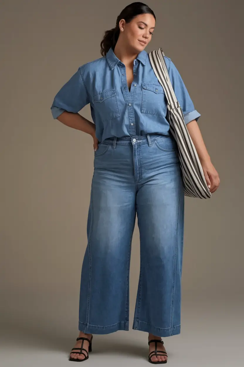 fashion curvy fall outfits 2025 Denim on Denim Reinvented