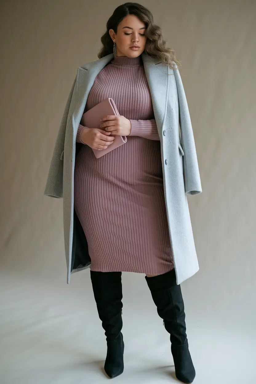fashion curvy fall outfits 2025 Soft Neutrals and Sleek Silhouettes