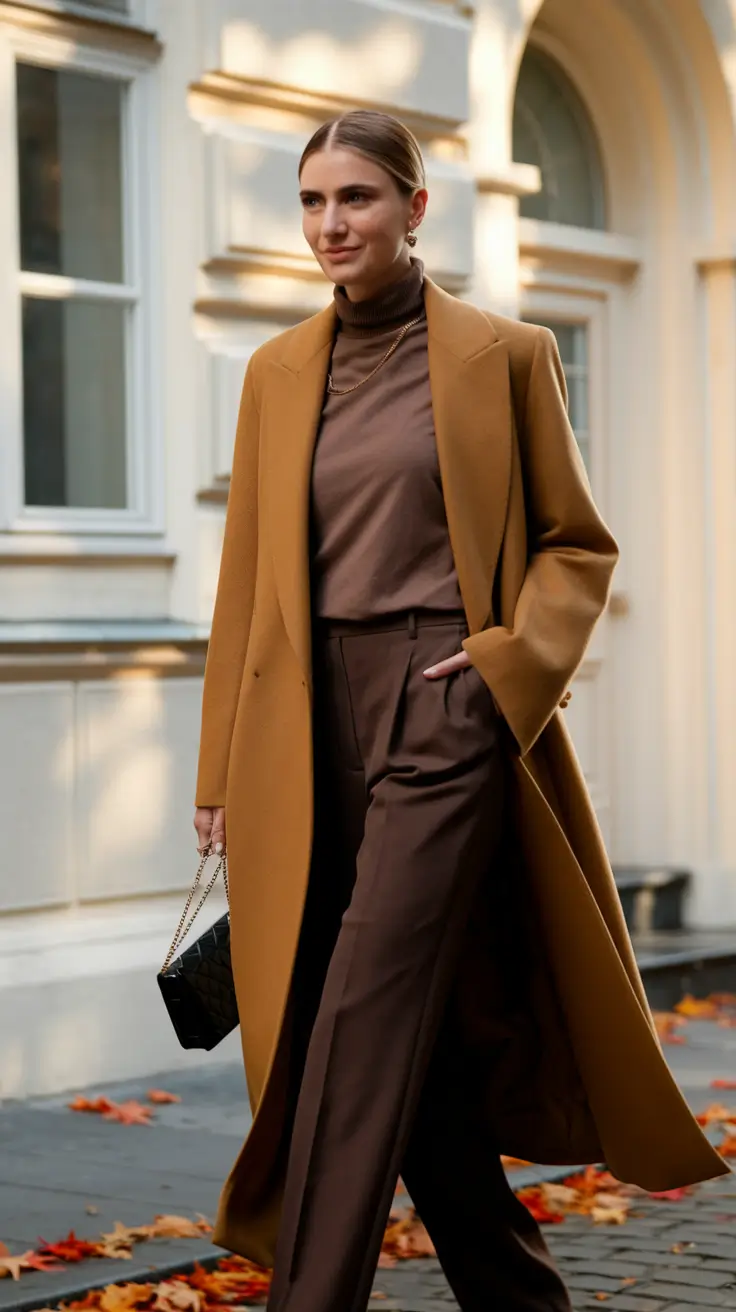 Fashion fall outfits - trendy ideas 2025 Caramel Mocha Power Suit