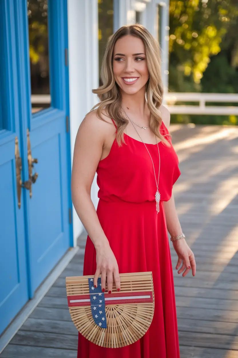 4th of july dresses for women+Easy Red Dress with a Patriotic Bamboo Clutch