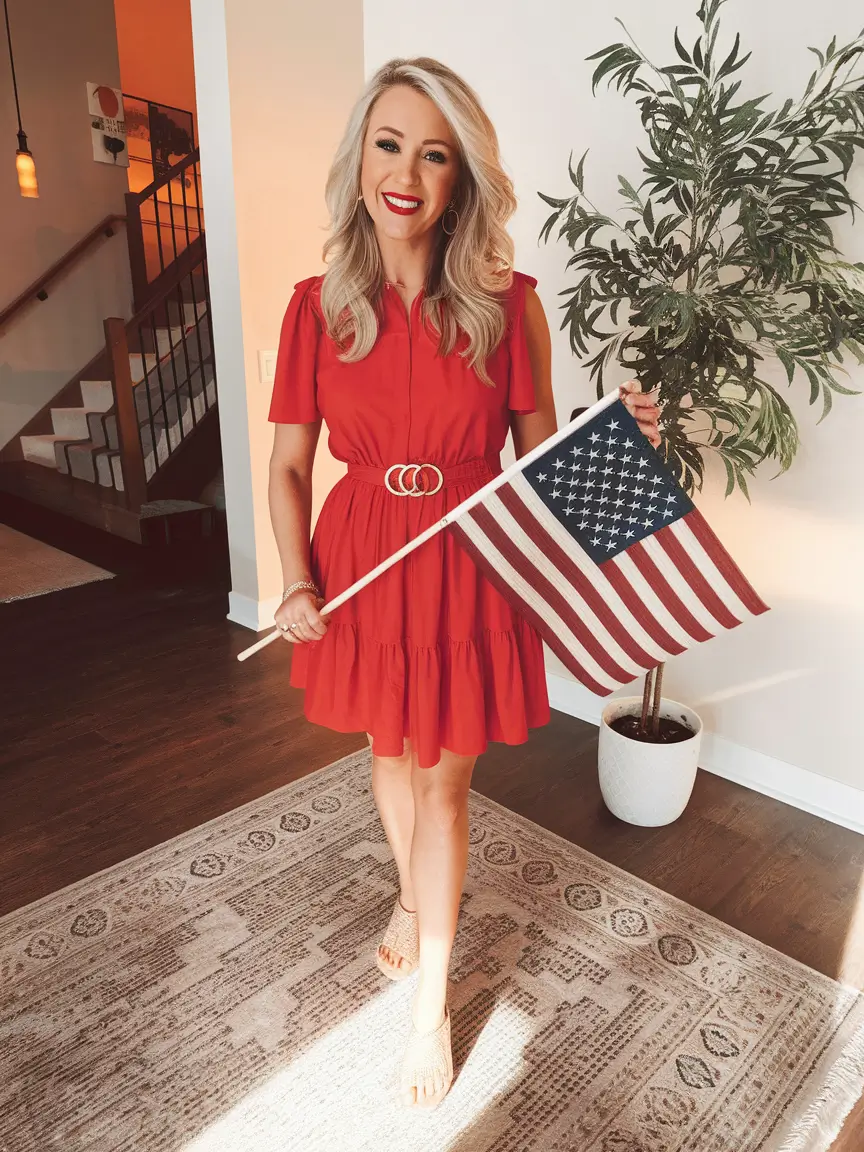 4th of july dresses for women+Simple Scarlet with Statement Belt