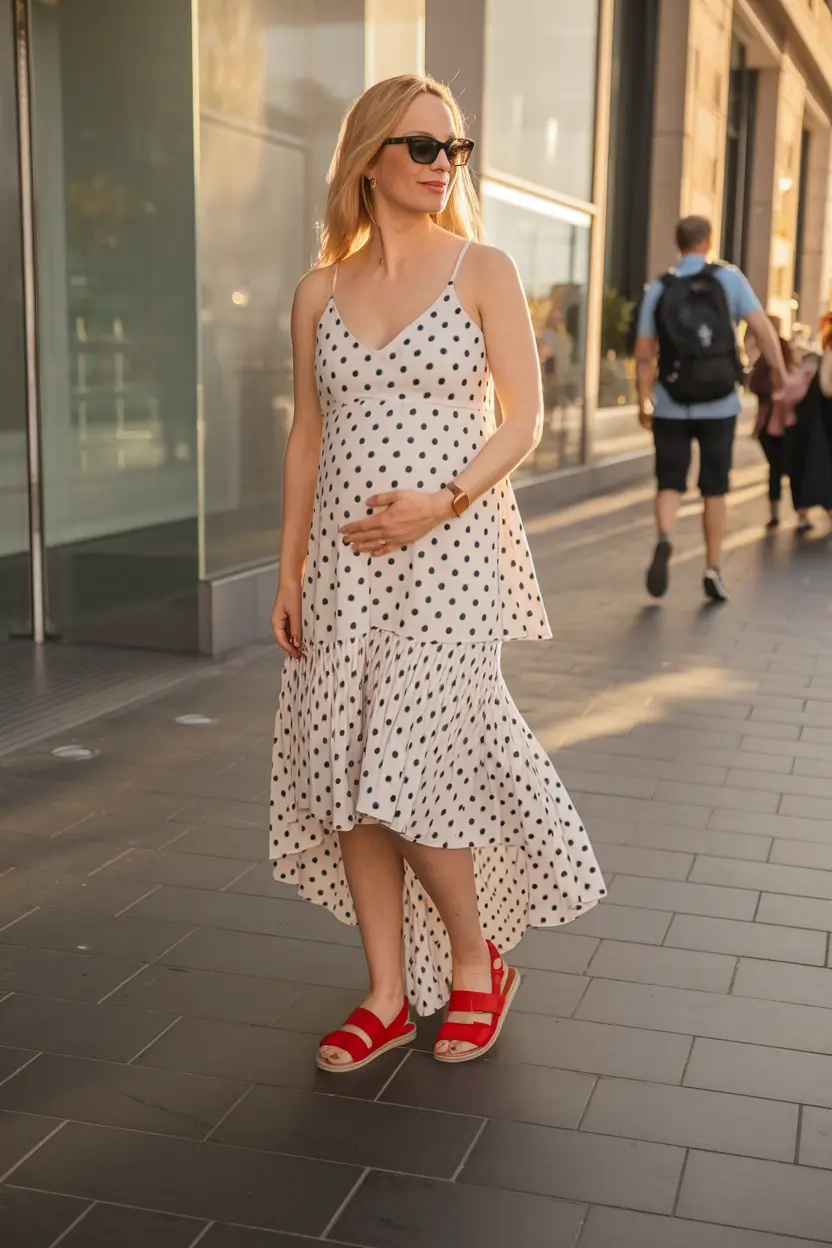 women casual outfits+City Chic in Dots and Red Accents