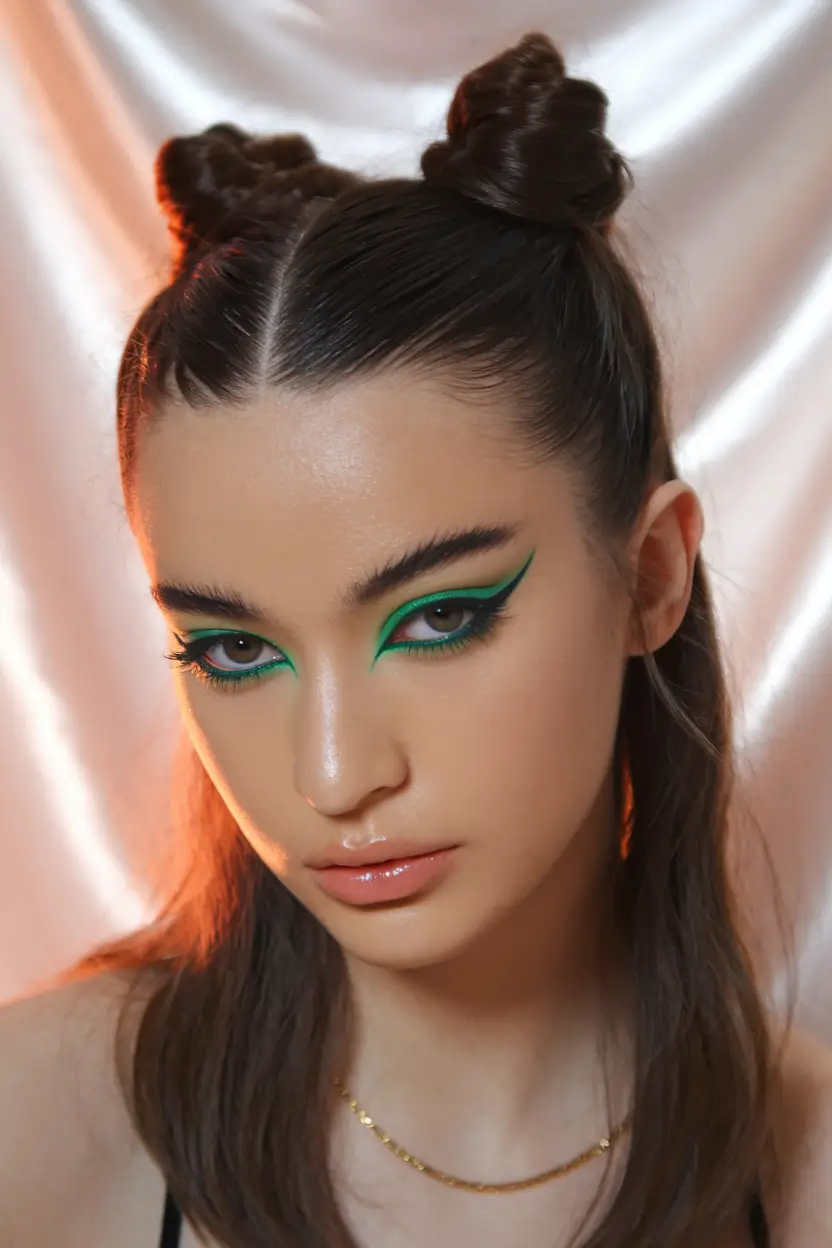 Fresh Hairstyles for July 2025 Half-Up Buns with Cosmic Edge