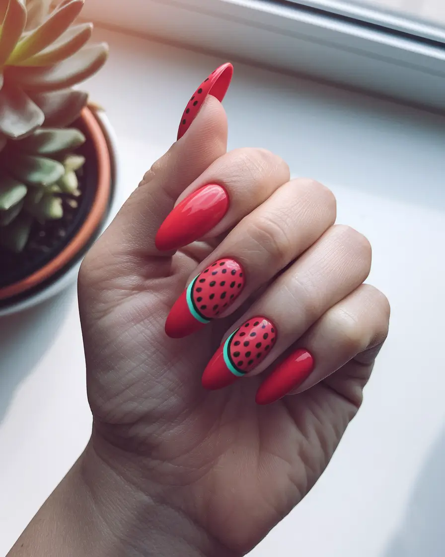 watermelon nails design Classic Watermelon Acrylic Chic