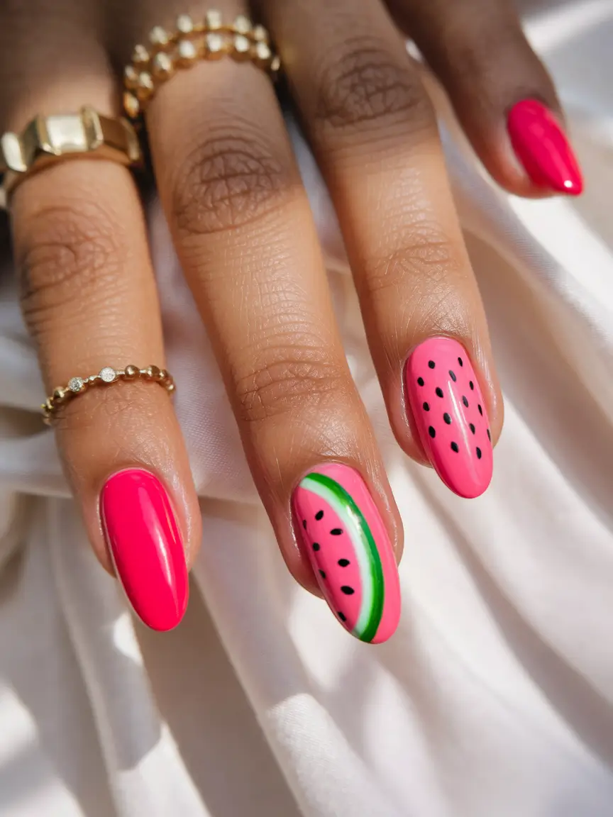 watermelon nails design Neon Smoothie Simplicity