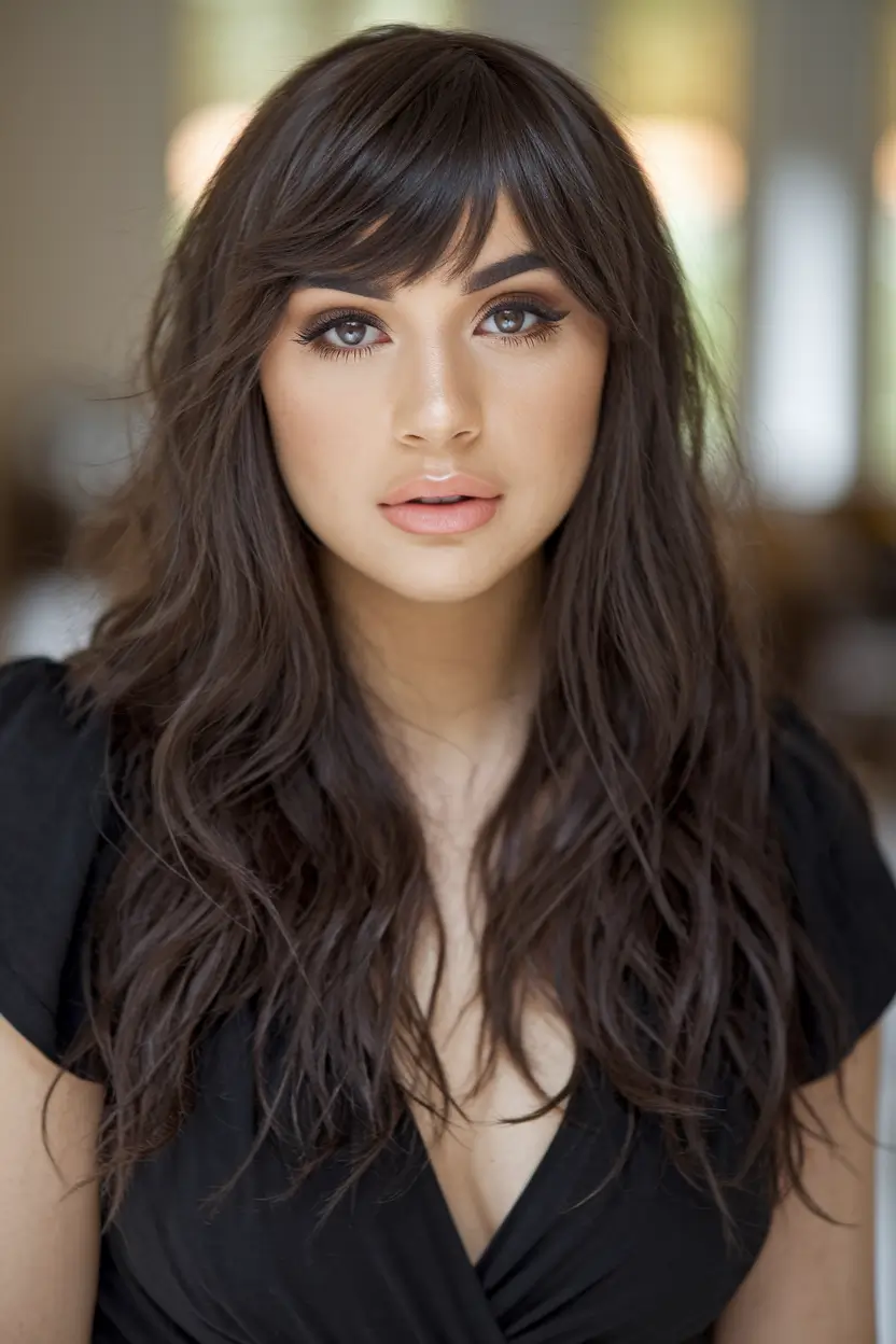 labor day hairstyles 2025 Soft Layers with Curtain Bangs and Natural Texture