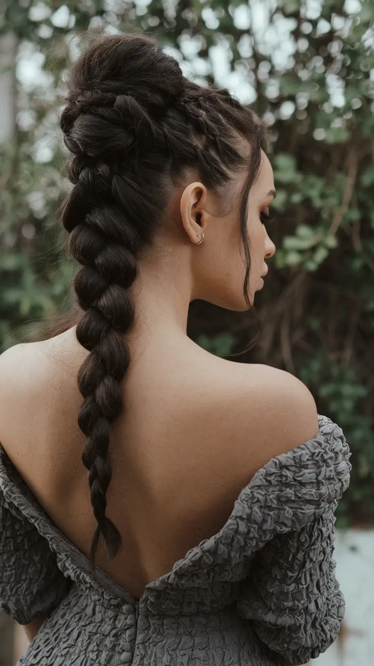 labor day hairstyles 2025 Voluminous Bubble Braid with Braided Detail