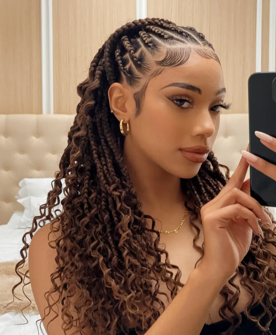 labor day hairstyles 2025 Defined Braided Twists with Curly Ends