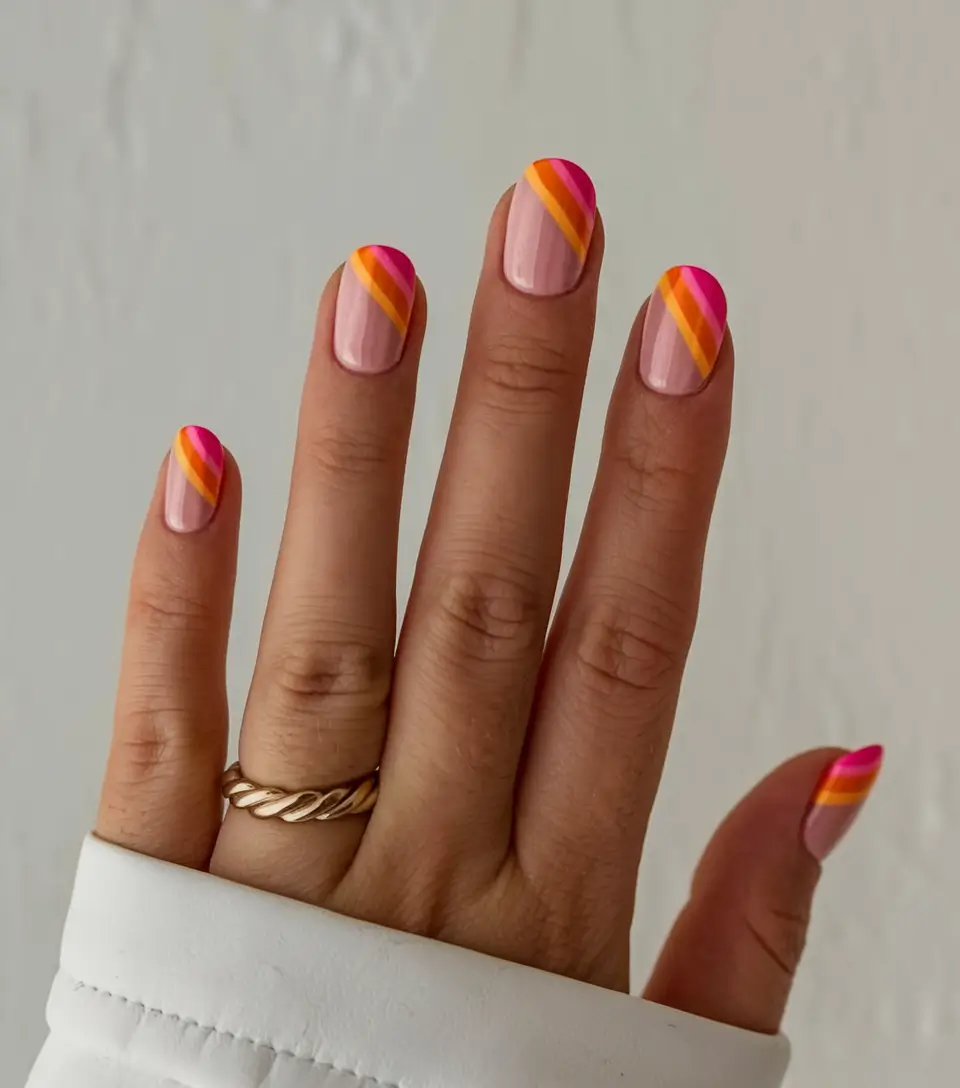 labor day nails 2025 Tropical Sorbet French Tips